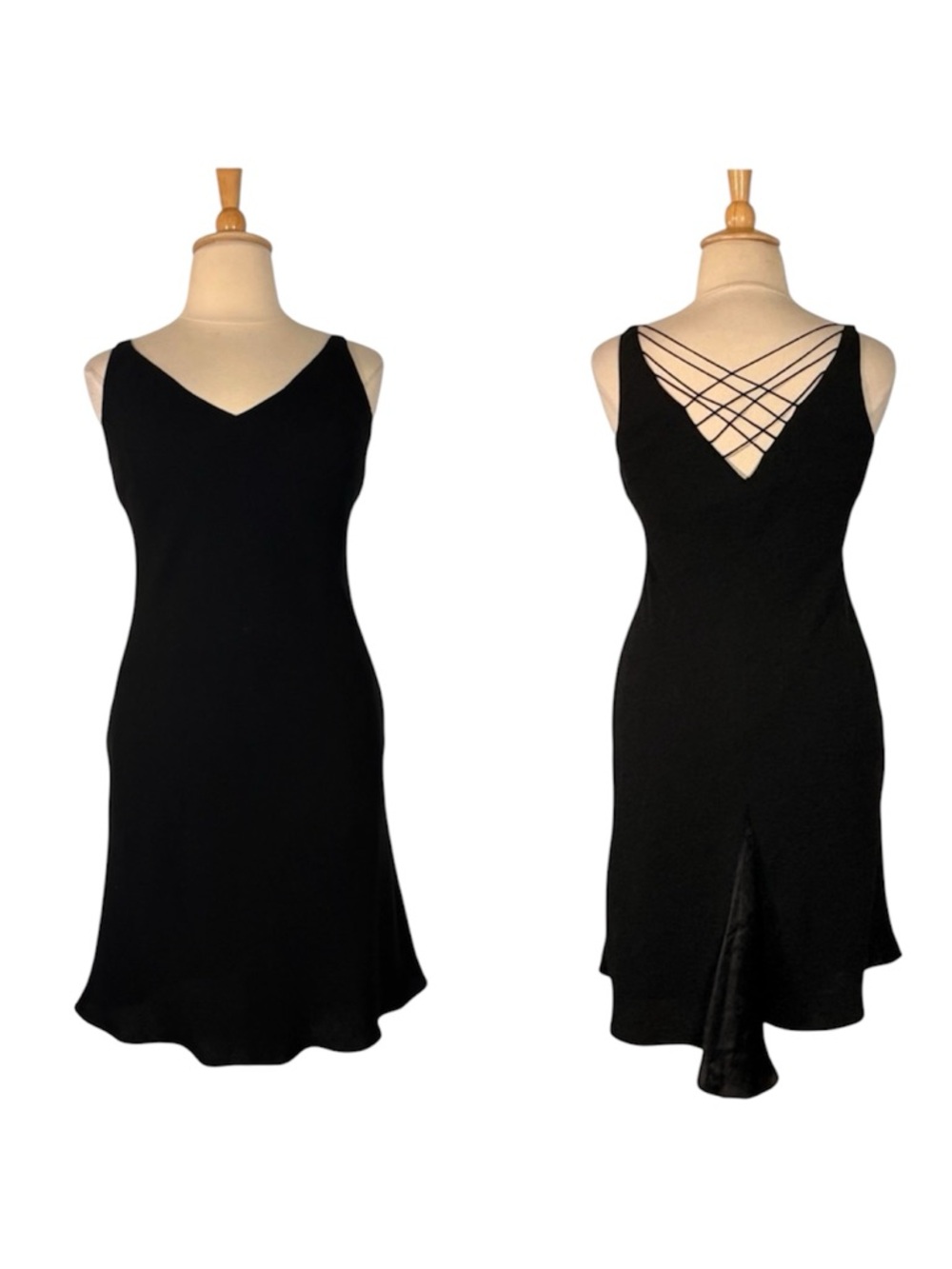 90s‎ Black Sleeveless Dress Women’s 14 V-Neck Classic Retro LBD Glam Sexy